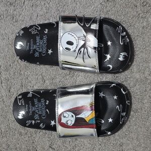 Disney Nightmare Before Christmas Jack Sally Metallic Slide Slip On Sandals Sz 6
